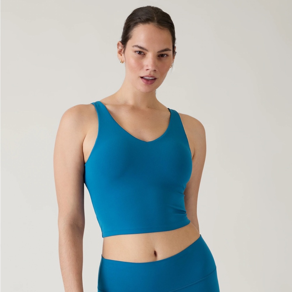 Athleta - Transcend V-Neck Crop Bra A-C - Dark Lapis Blue - Large L